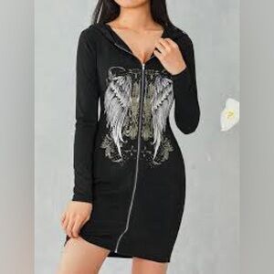 Angel wings printed mini dress